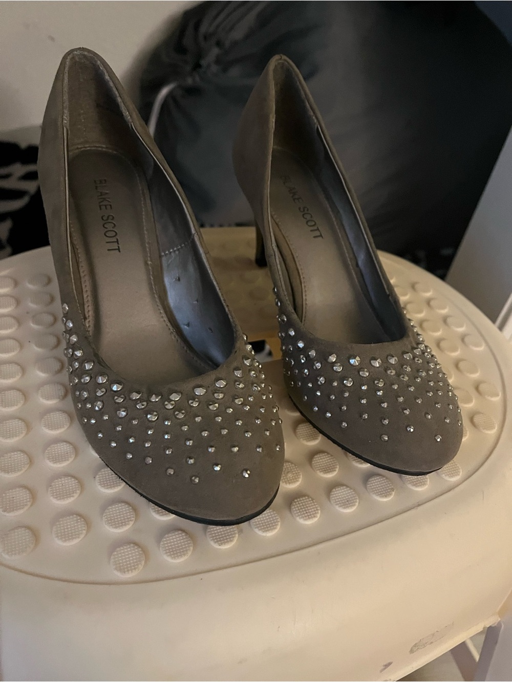 Blake Scott Gray Studded Women's Heels